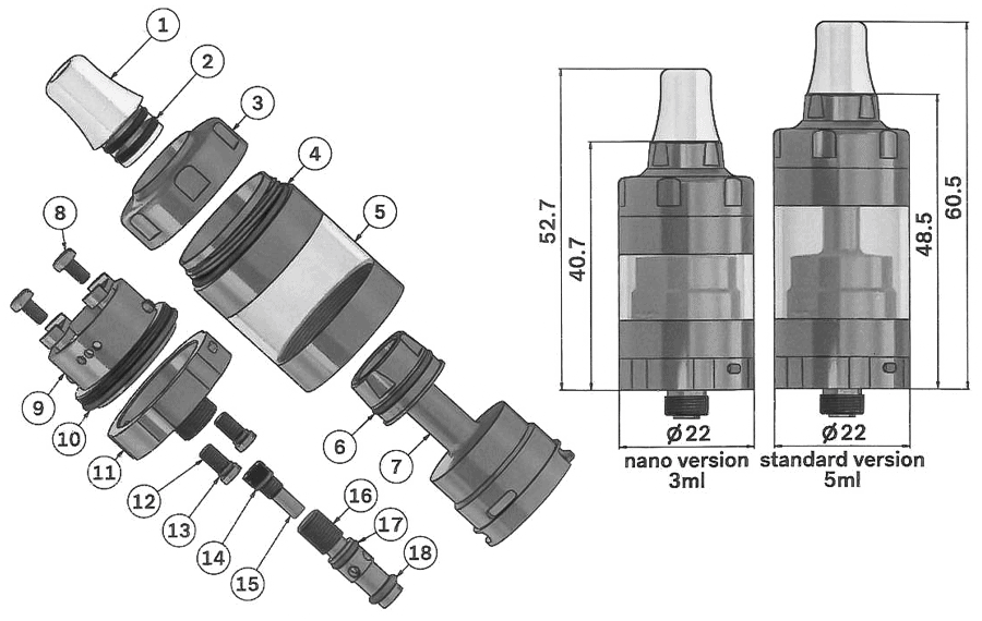 Vape Systems BY-ka v.10 Standard Basic Kit RTA 22 mm (www.e-smoke.sk)