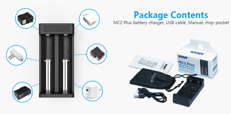 Xtar MC2 PLUS Li-Ion nabíjačka pre monočlánky s micro USB káblom